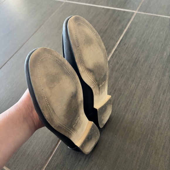 Aldo Black Loafers Vegan Leather with Gold Detail - Picture 3 of 5